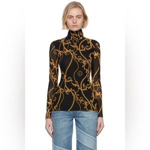 NWT GANNI Black Mesh Print Turtleneck
